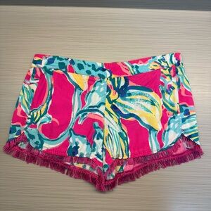 Lilly Pulitzer Women's Pink Tropical Fringe Shorts
